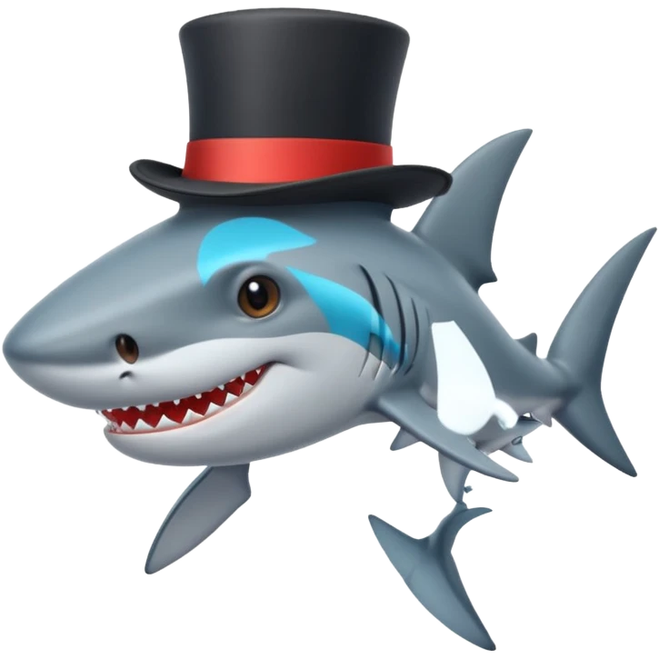 Shark with a top hat emoji