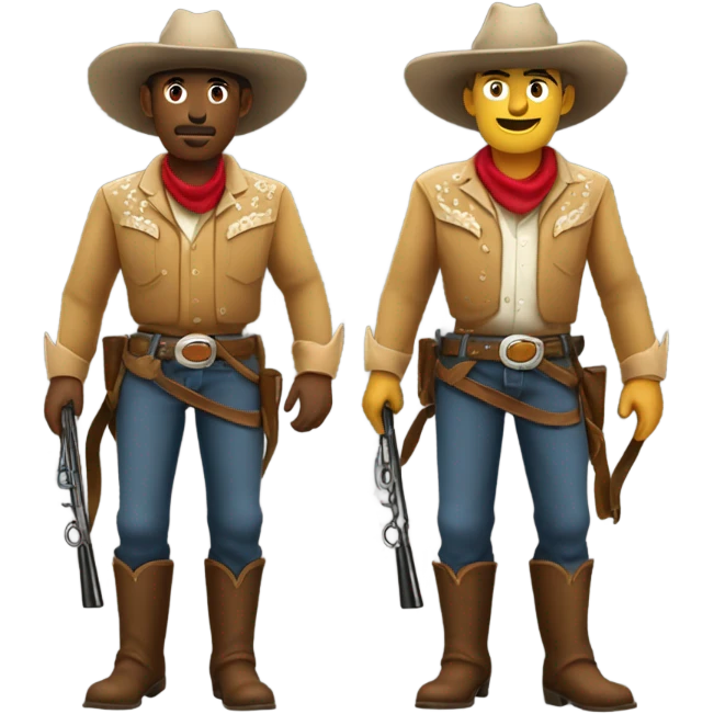 Two cowboys under a rainbow emoji