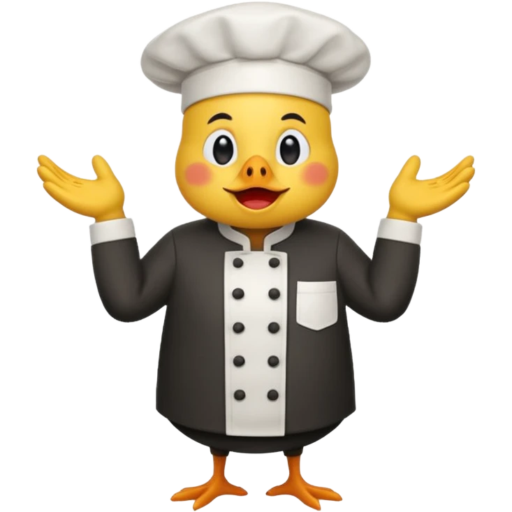 Una gallina con ropa de chef haciendo una cara de decepcion emoji