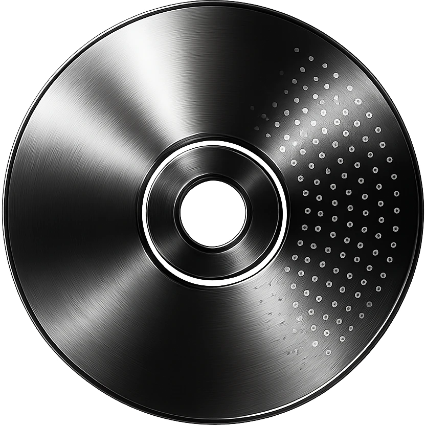 A minimalist CD disc with dot pattern, glowing effect, green color emoji