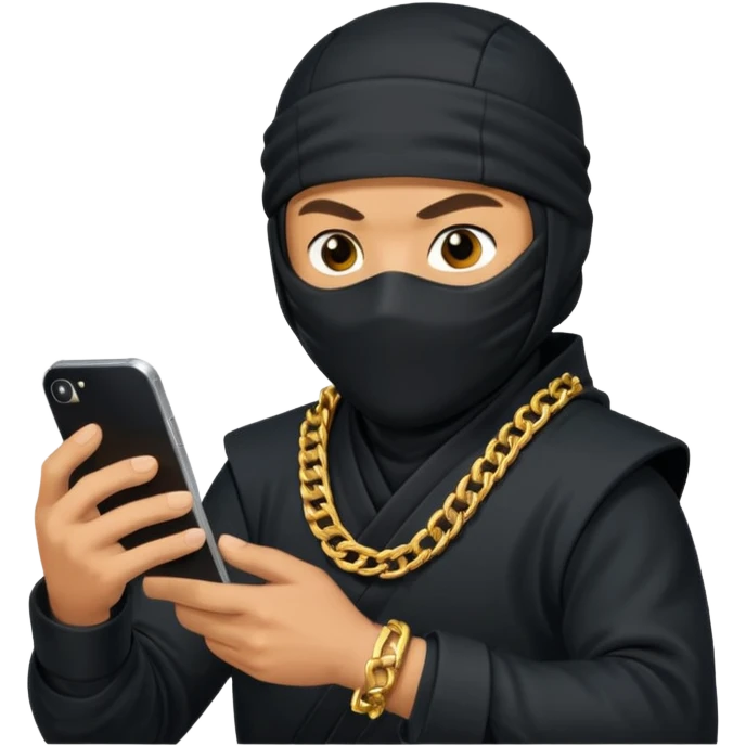 Ninja with  gold chain on his phone emoji