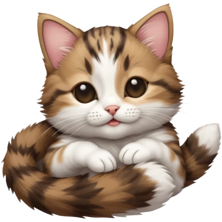 dark brown tabby and white kitten eyes closed whilst in funny positions stretched out and  upside down emoji