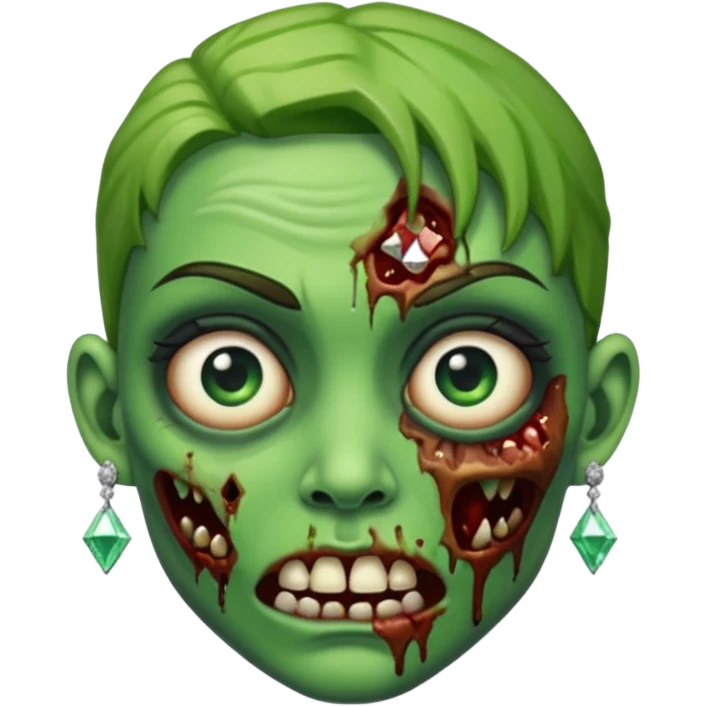 Create a zombie emoji with diamond earring emoji
