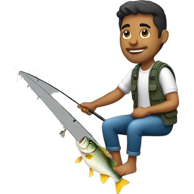 Hispanic Man fishing for bass emoji