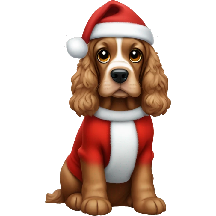 Cocker spaniel dressed as Santa  emoji