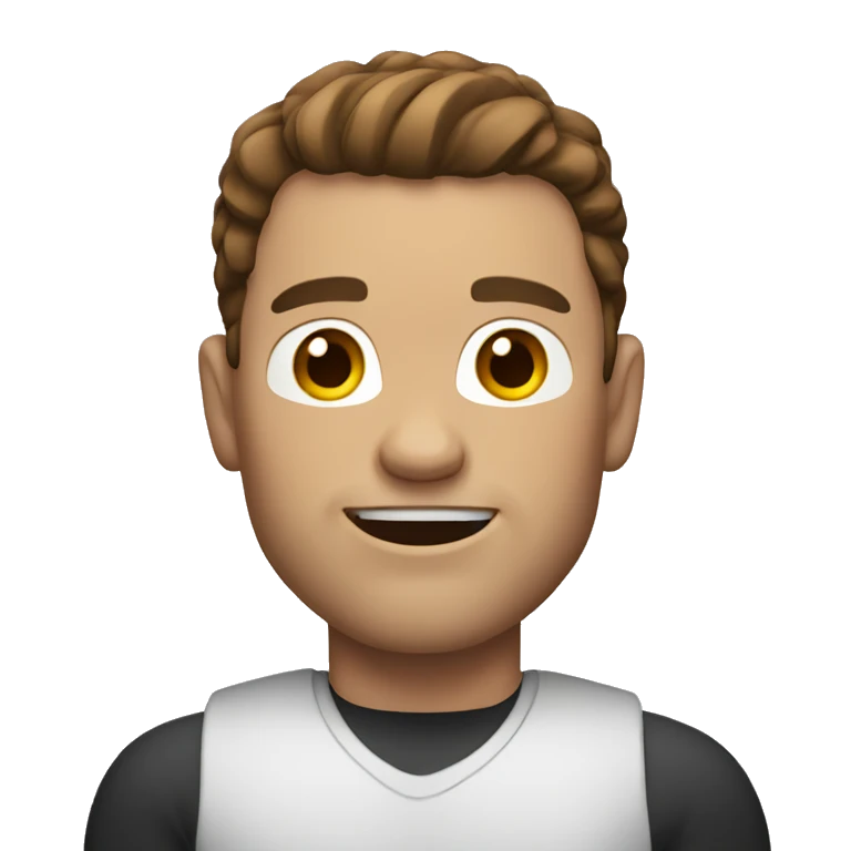 White man with brown hair, muscles and no mustache  emoji
