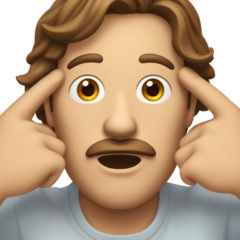 White guy brown long hair brown mustache mind blown   emoji