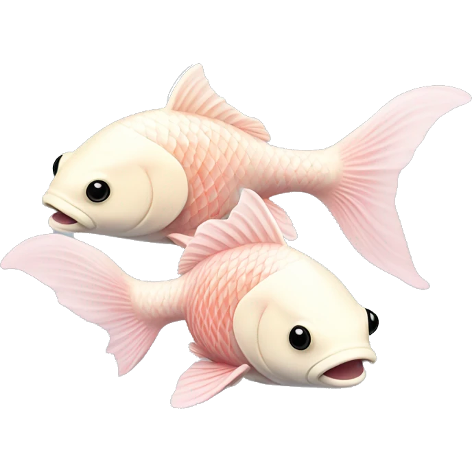 ivory and pale pink koi fish swimming together  emoji
