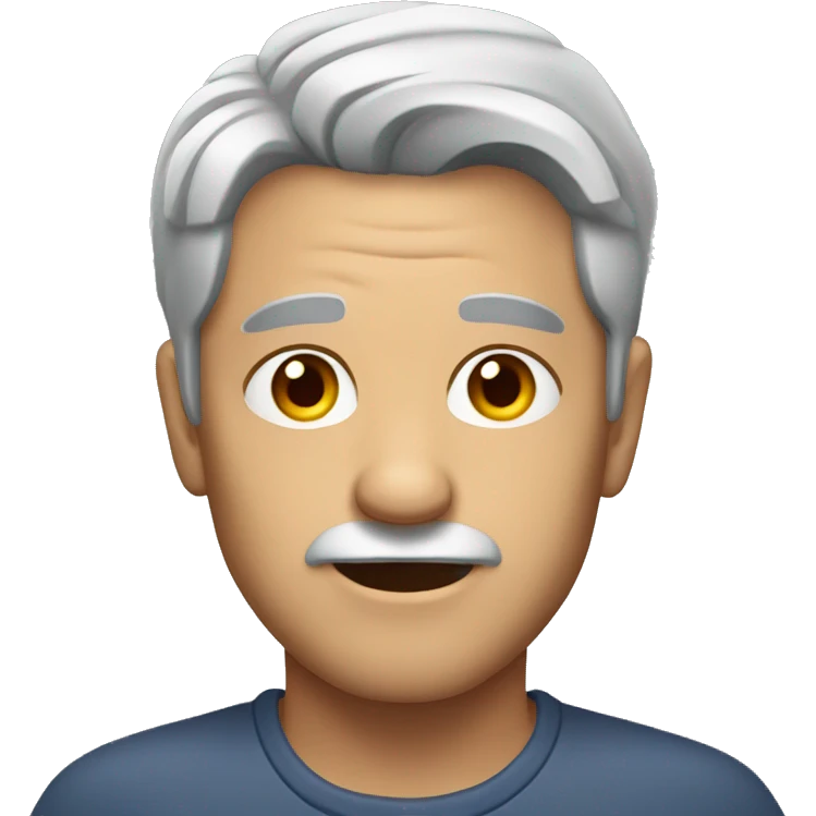 Man with gray hair parted in the middle and glass emoji