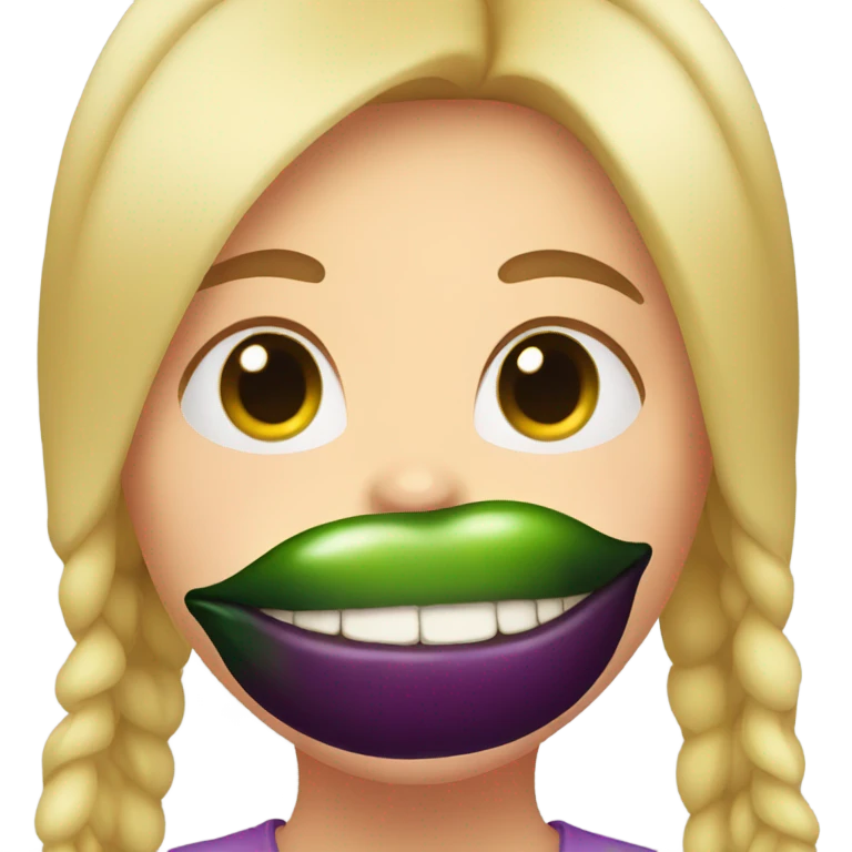 Girl eating eggplant in her mouth  emoji
