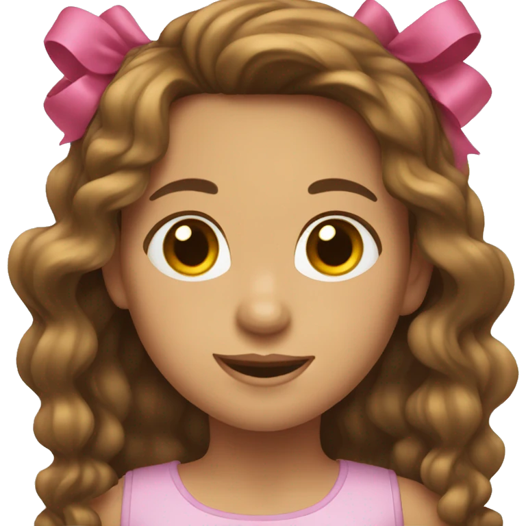 girl with brown wavy hair and a bow emoji