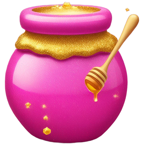 Hot pink honey pot with honey and gltiter emoji