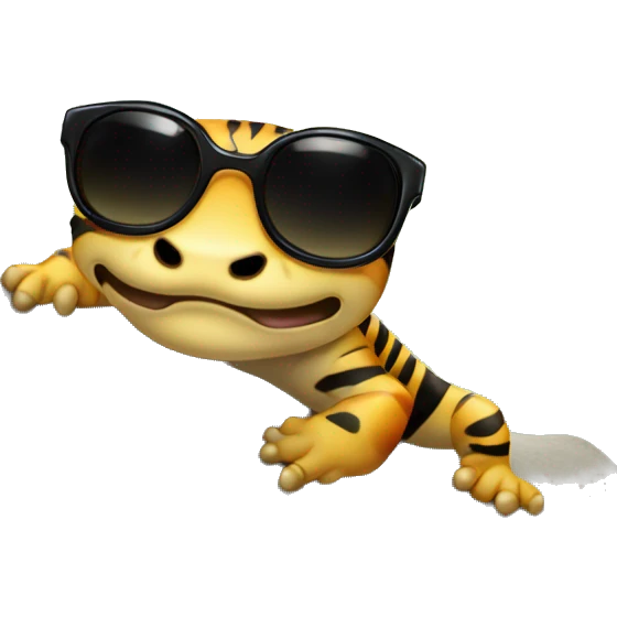Tiger salamander with sunglasses climbing a rock emoji