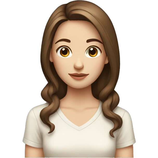 Girl white skin brown hair brown eyes cream shirt emoji