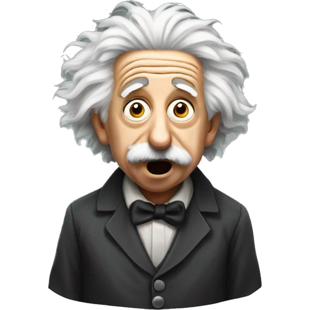 Round face emoji of shocked Albert Einstein emoji