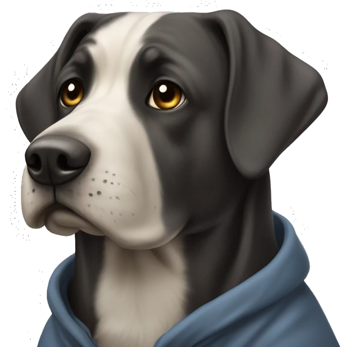 Un gros chien avec un manteau noir de mafi emoji