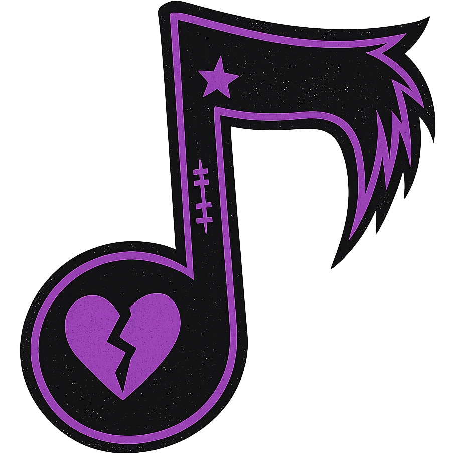 emo style black and purple music note emoji