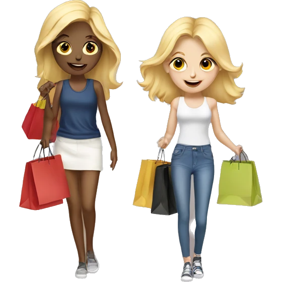 two blonde girls with shopping bags emoji
