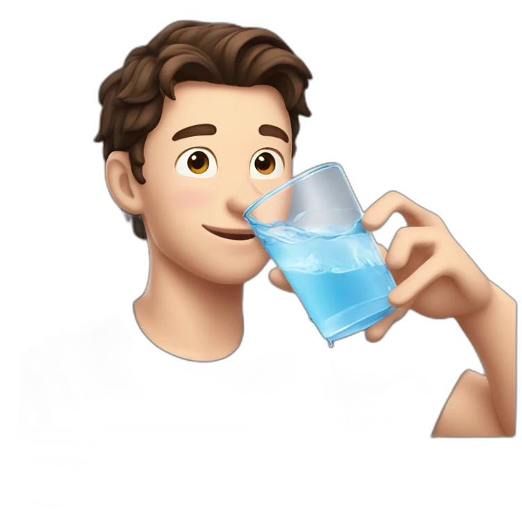 tom holland drinking a glass of water emoji