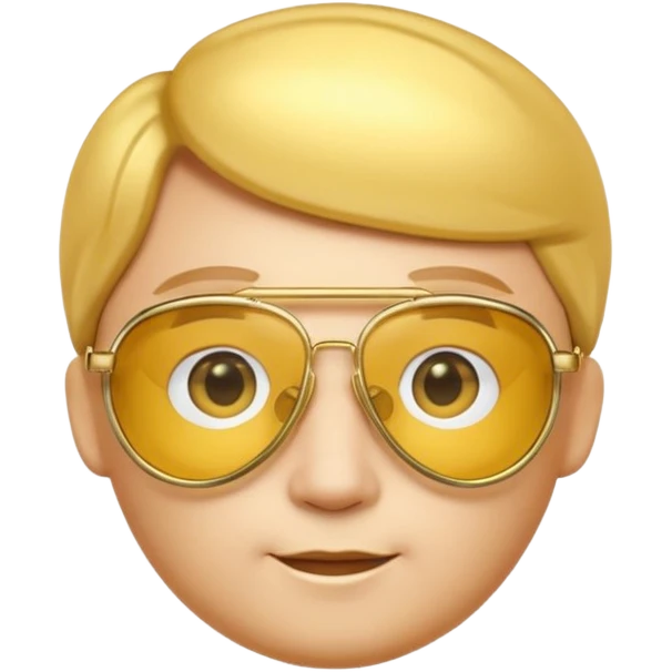 A 3D cartoon golden-yellow aviator Glasses, metallic frame with clear lenses, gentle highlights, Memoji-style. emoji