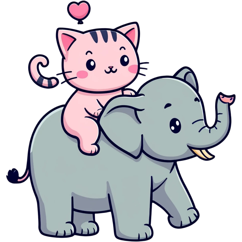 pink cat riding an elephant  emoji