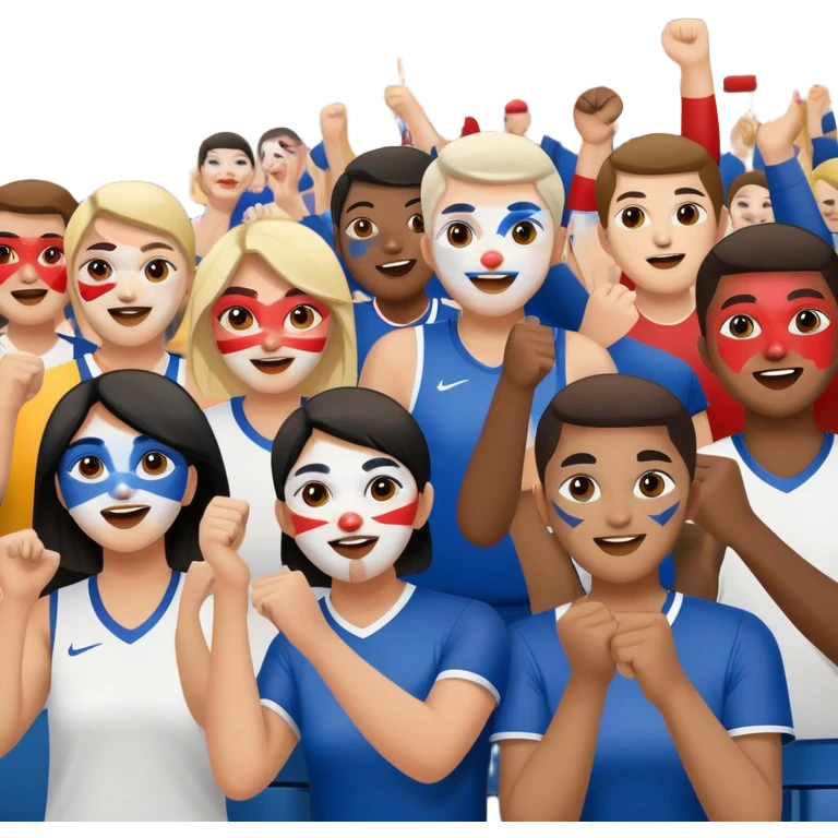 group of fans with painted faces, cheering at a sports event emoji