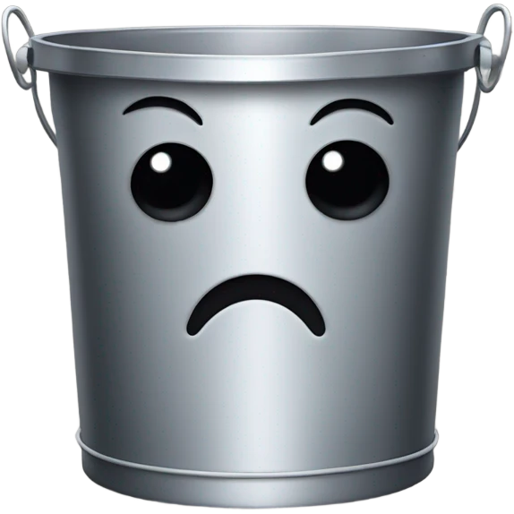 A metal bucket with (black dot Kirby eyes) emoji