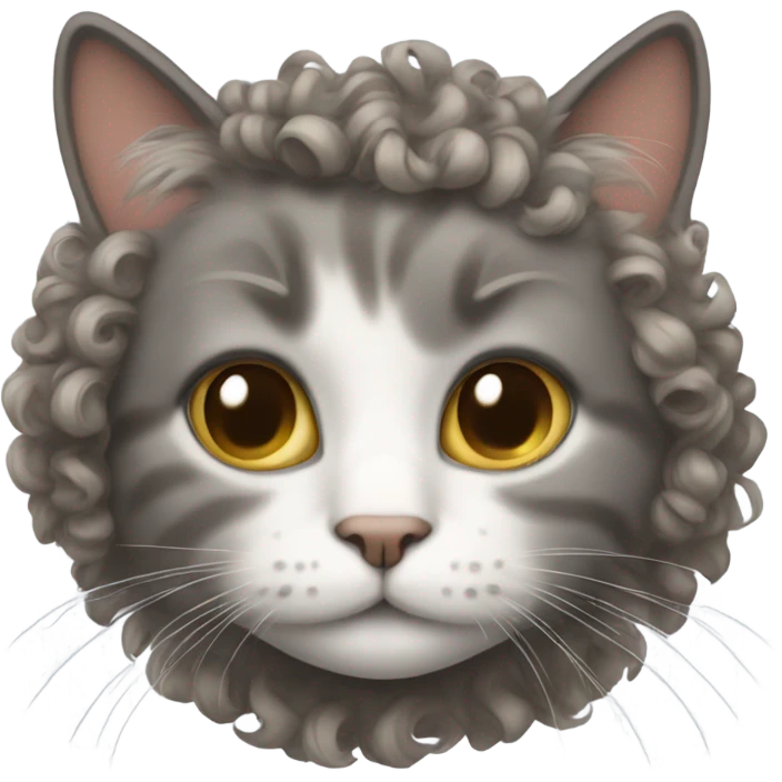 Cat with curly hair  emoji