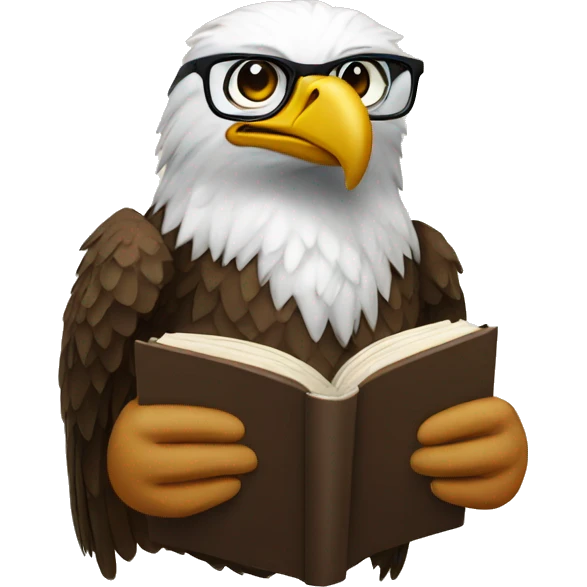eagle with glasses reading a book  emoji