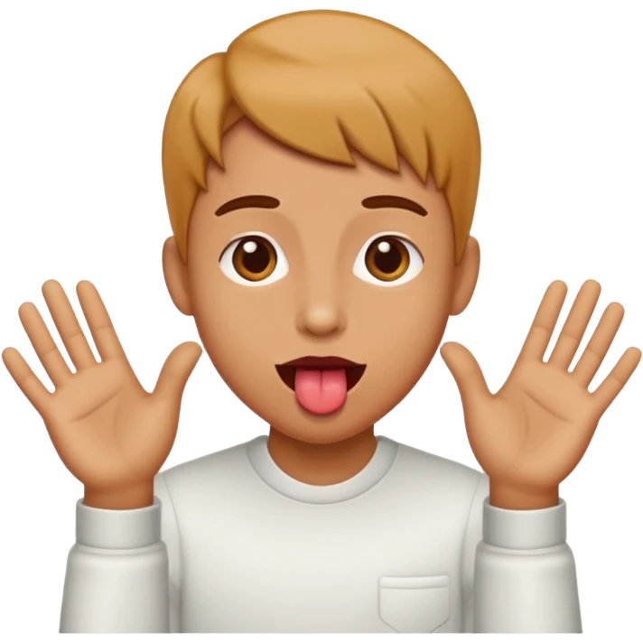tongue out with Hands  to the side  emoji