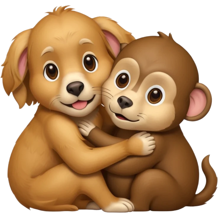 Golden retriver dog hugging a monkey emoji