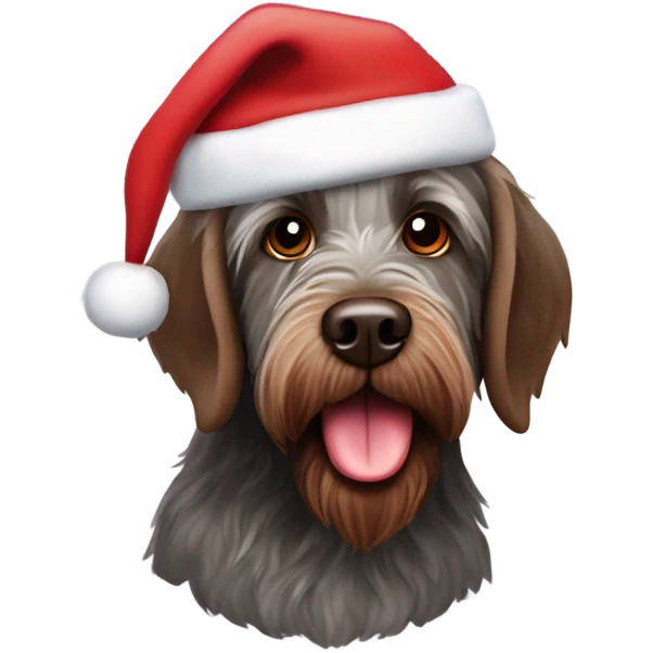 Wirehaired pointing griffon add Santa hat emoji