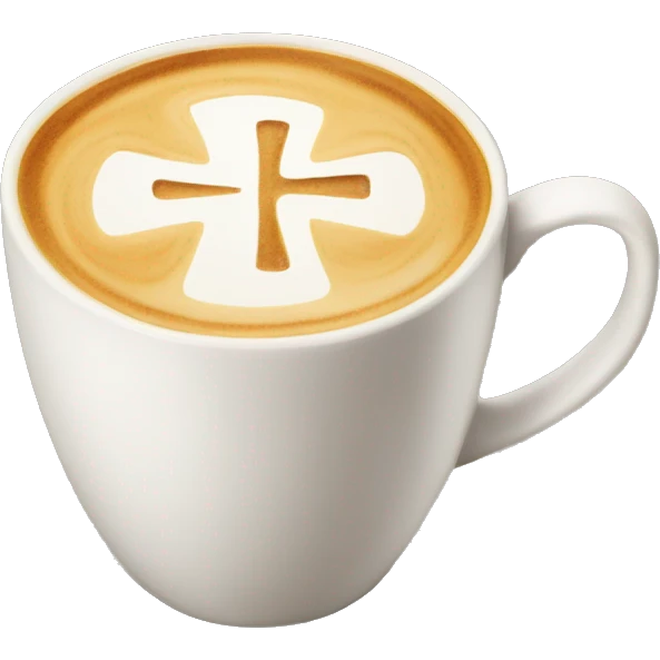 Latte with art of cross emoji