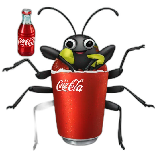 bug with a coca cola emoji