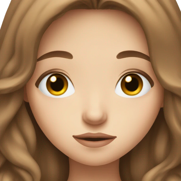 Tired pretty girl with long brown hair and blue eyes emoji
