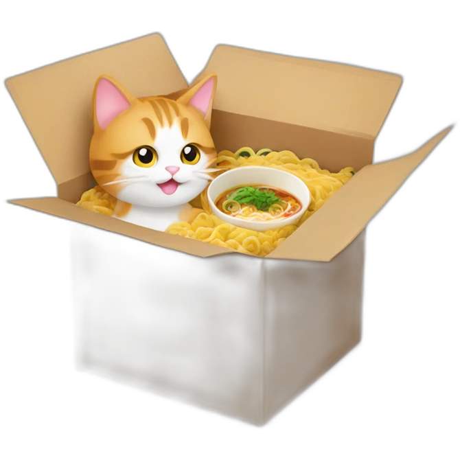 Cat and ramen in box emoji
