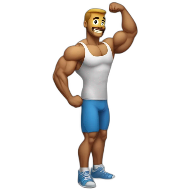 Guy with big triceps in a bodybuilding triceps pose emoji