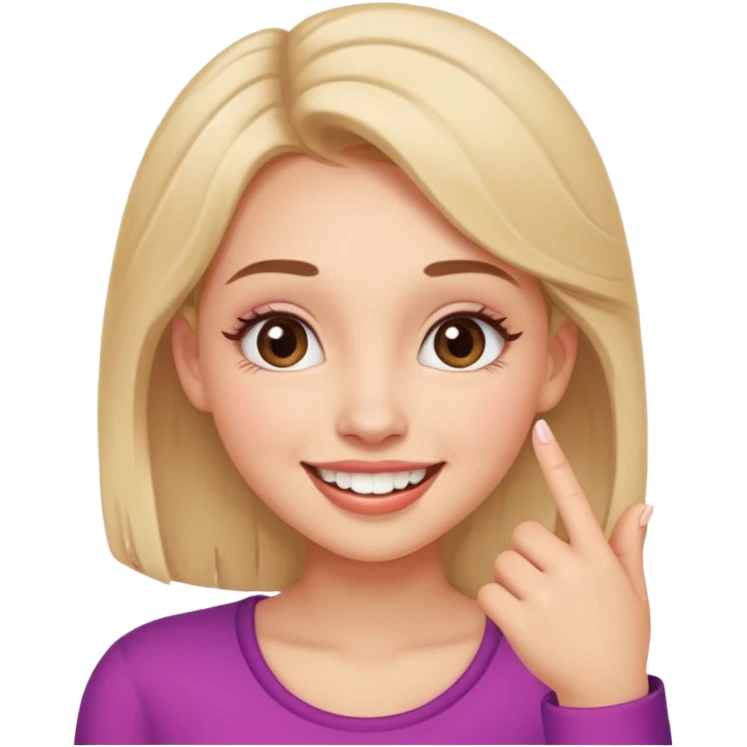 Emoji de una chica con el dedo sobre una esquina de los dientes sonriendo de forma coqueta   emoji