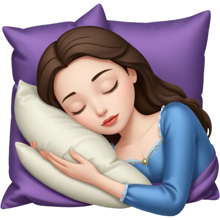 sleeping beauty brunette white girl with a silk pillow emoji