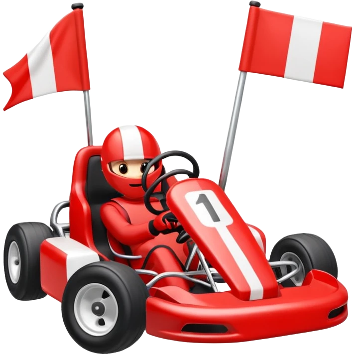 Kart With Body Color Is Red And White With Number Is 1 emoji
