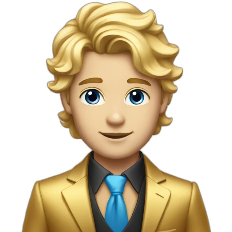 Posh-boy-with-golden-suit-and-blue-eyes-and-rainbow-unicorn-hair emoji