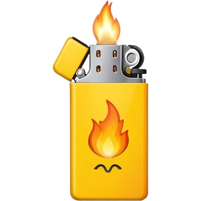 yellow lighter with flame on, minimalistic emoji