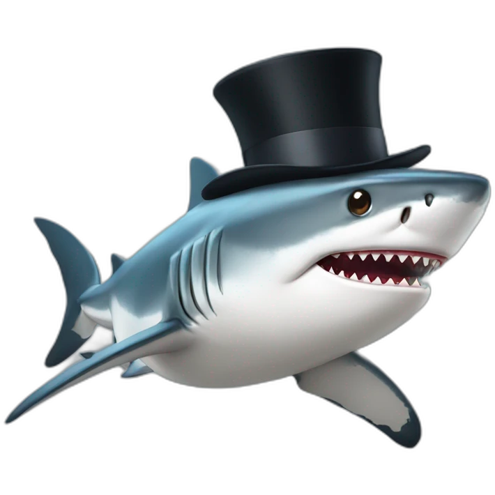 Shark with a top hat emoji