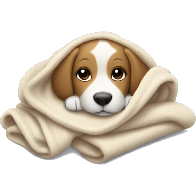 Puppy snuggling a blanket  emoji
