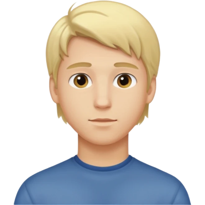 young man with blond hair turning back emoji