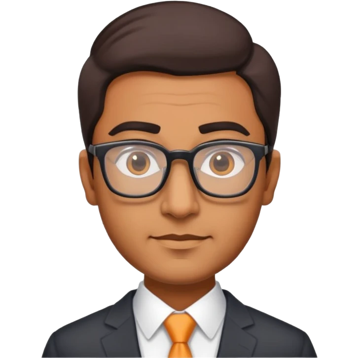 Indian finance bro with glasses, business attire, confident expression emoji