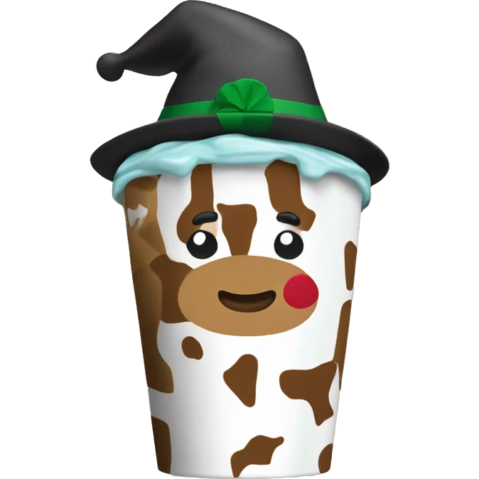 christmas starbucks cup gingerbread with buissness hat and cane cow on the to emoji