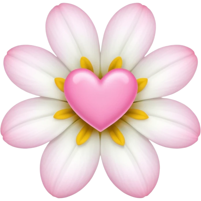 only white white flower with mini pink heart center  emoji