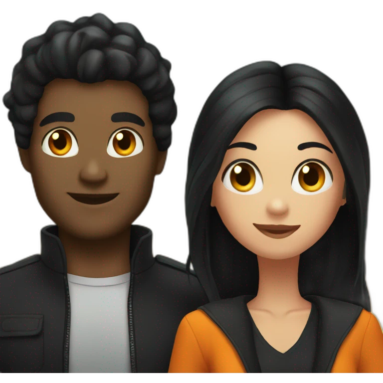 couple on helloween where girl has black hair and man emoji