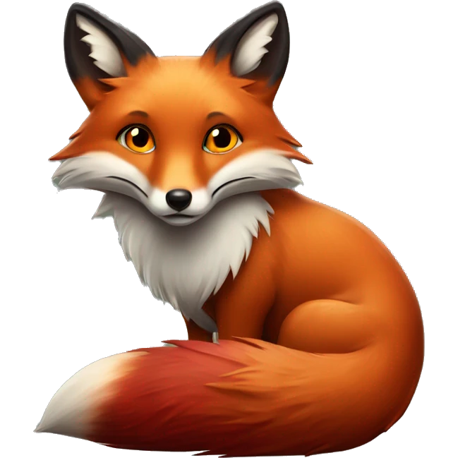 deep lush red fox face with tiny red heart instead of eyes emoji